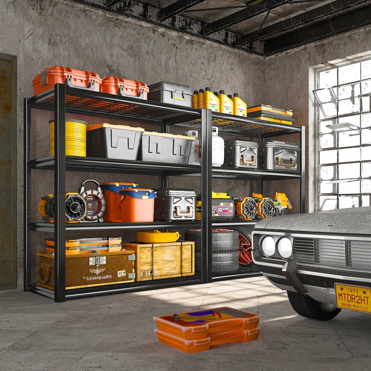 Lytarra Heavy Duty Garage Shelving Unit Storage Shelves for Garage Kitchen 4 Tiers