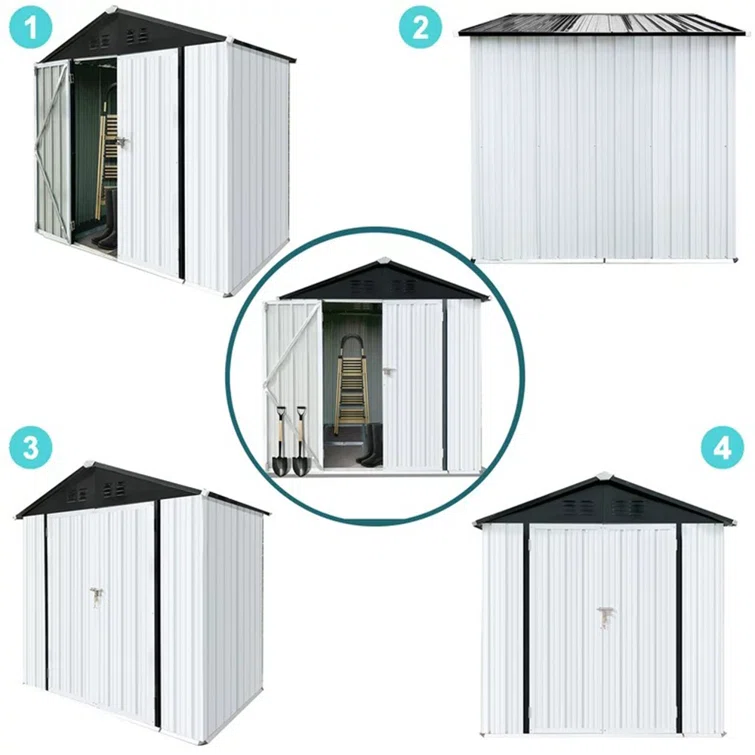 Outdoor Storage Shed 6FT X 4FT, Tool Shed Storage House with Door, Metal Sheds Outdoor Storage
