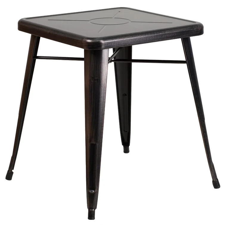 Geneen 23.75'' Square Metal Indoor-Outdoor Table Set with 2 Stack Chairs