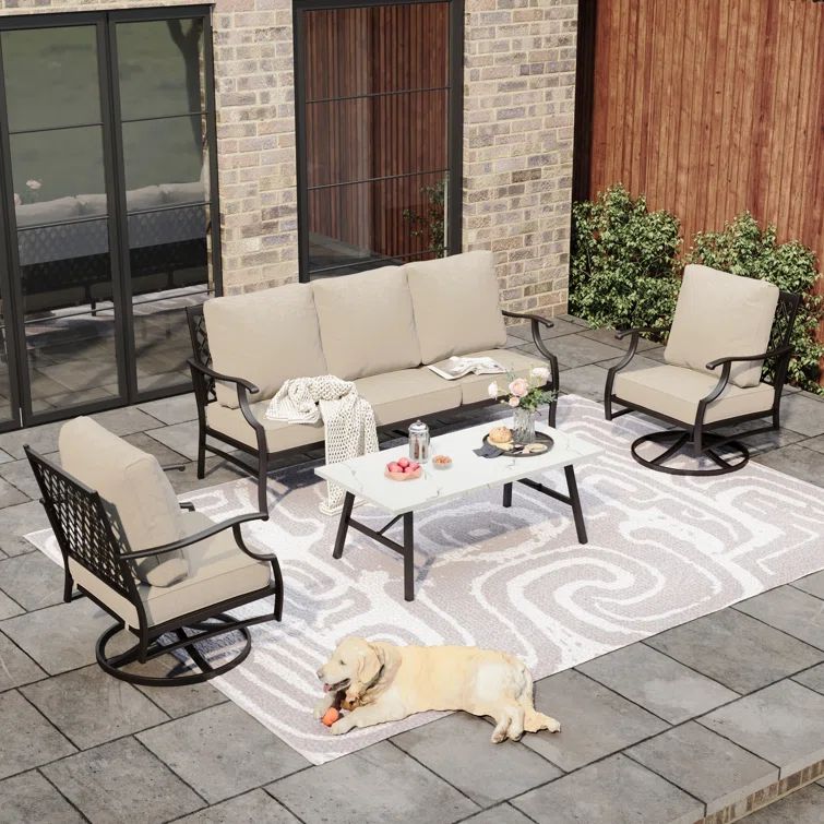 Asfand 5-7 - Person Patio Conversation Set with Swivel Lounge Chairs & Optional Ottoman