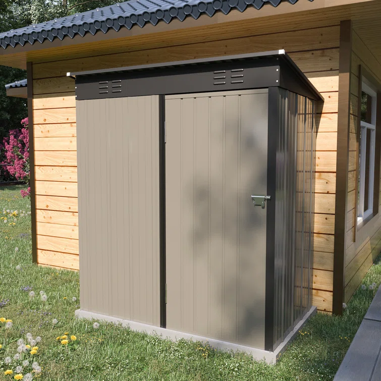 5 ft. W x 3 ft. D Metal Shed For Tool Storage House With Slopped Roof And Lockable Door Patio Garden Backyard