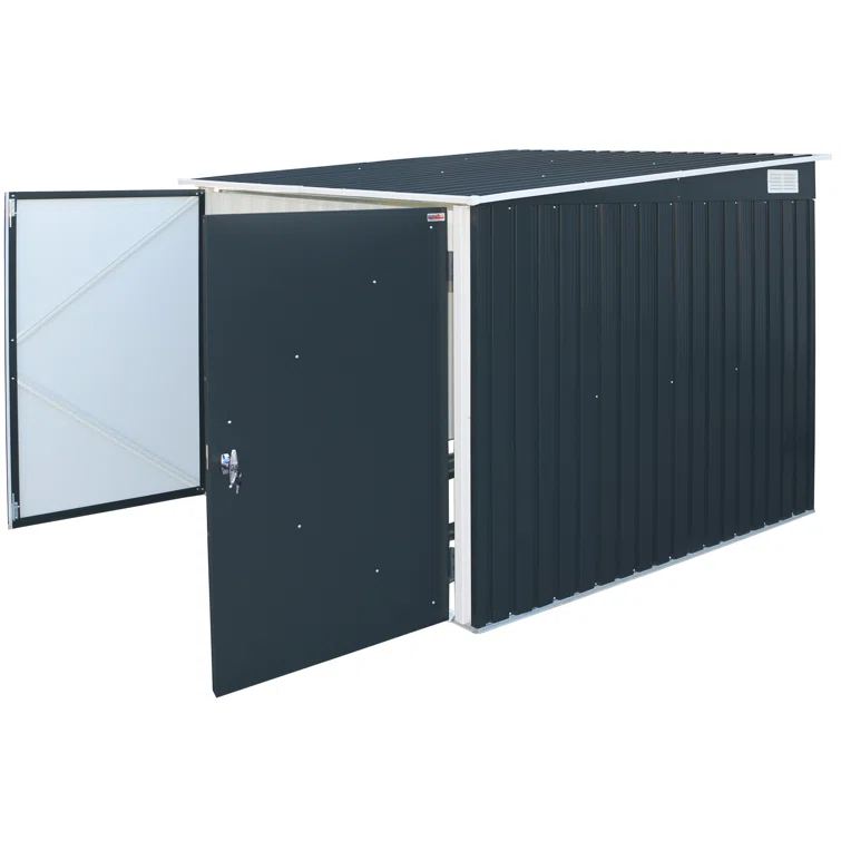 6 ft. 3 in. W x 6 ft. 4 in. D Metal Lean-To Bike Shed