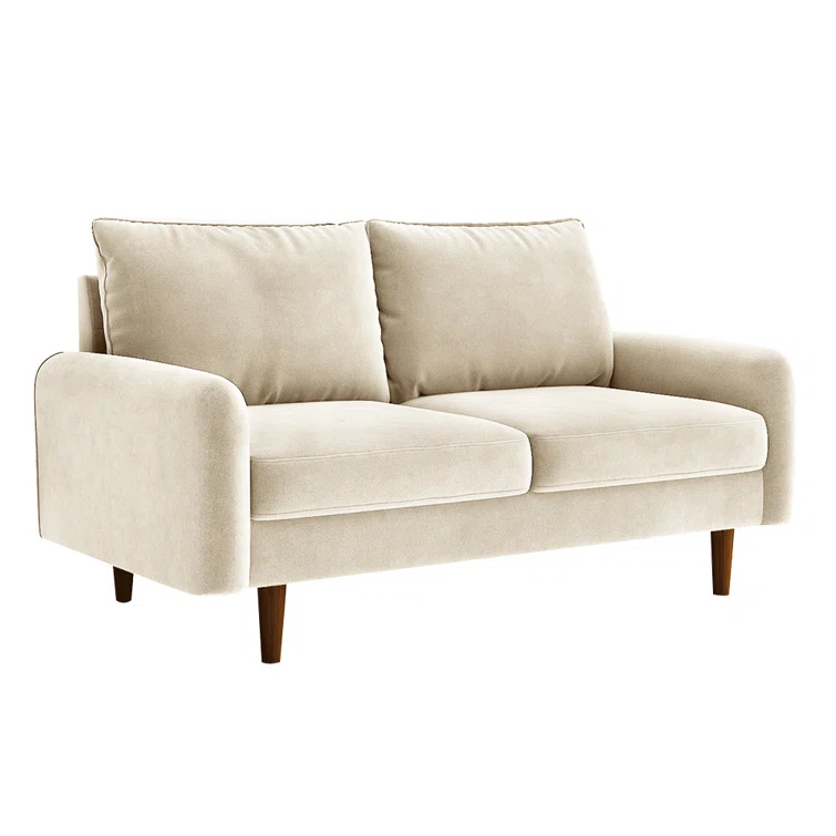 Everly Quinn Hessville Sofa 57.8" Velvet Round Arm Loveseat