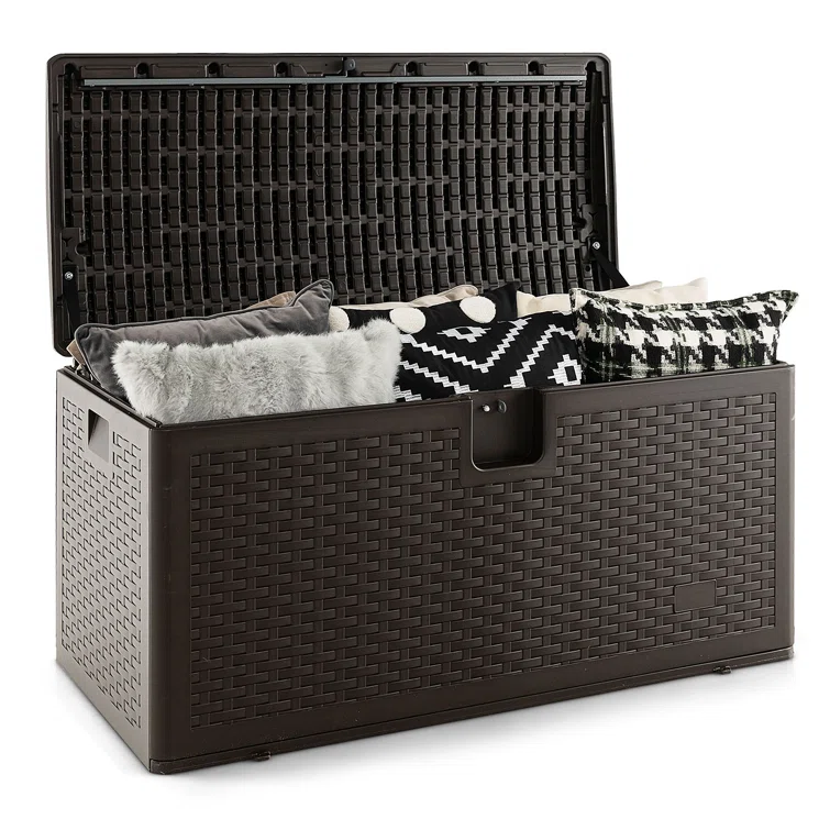 Costway 45'' W 73 Gallons Lockable Deck Box in Brown
