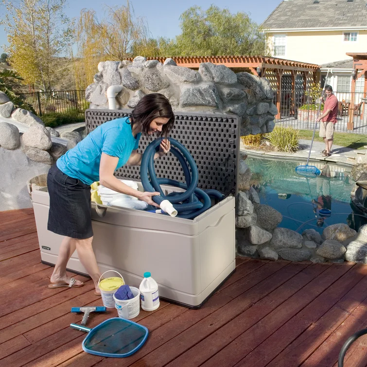 Lifetime 60'' W 130 Gallons Water Resistant Polyethylene Plastic Lockable Deck Box