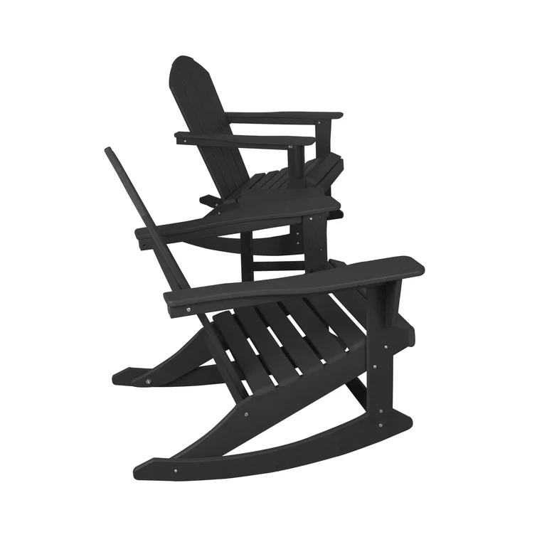 Cullan Plastic Rocking Adirondack Chair with Table