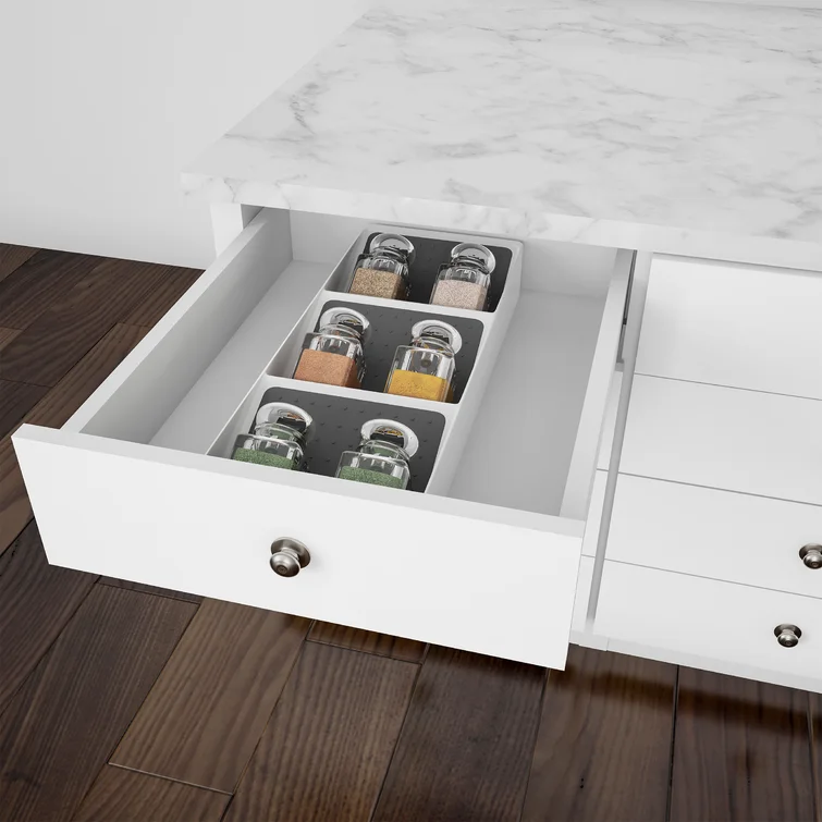 Onella Spice Drawer Organizer- 3-Tier Plastic Nonslip Space Saver Storage Rack with Angled Shelves for Kitchen, Pantry, Office or Bathroom