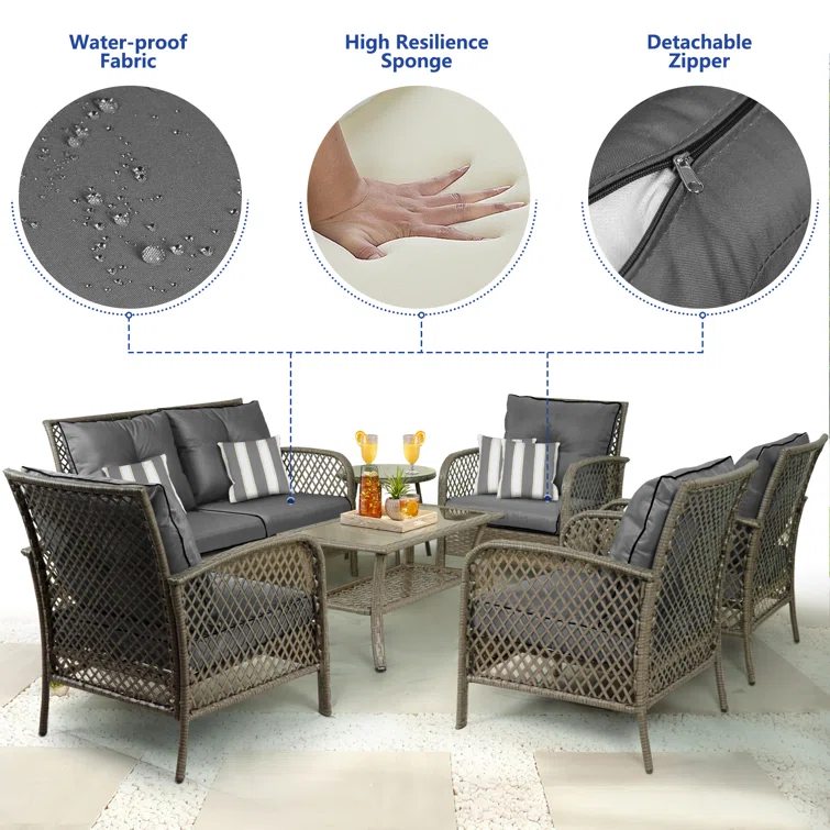 Fruitville 6 - Person Outdoor Seating Group with Cushions