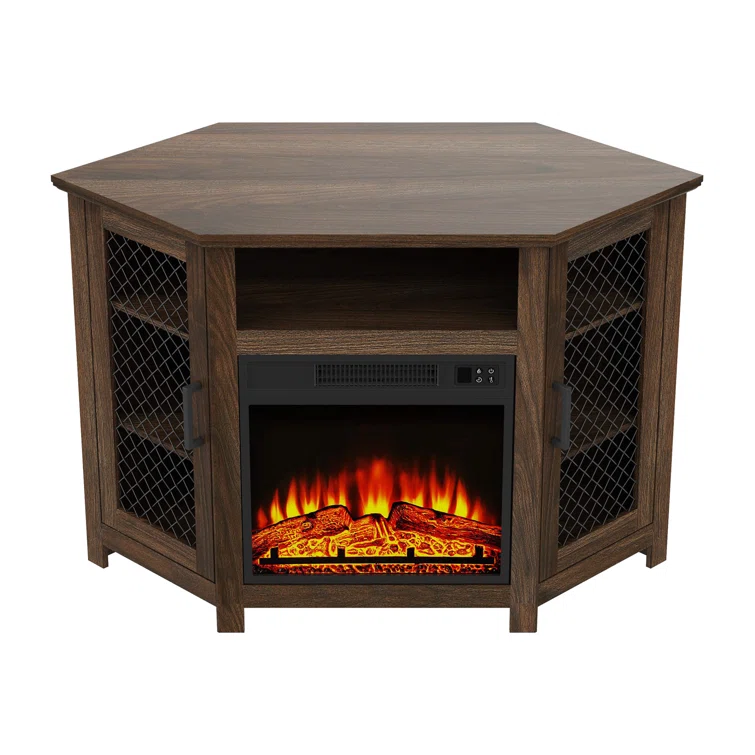 45'' Electric Corner Fireplace TV Stand with Storage for TVs up to 55