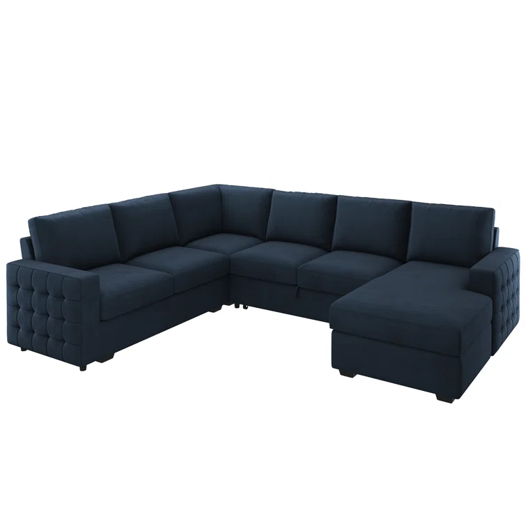 U-Shaped Sectional Sofa Bed Pull Out Sleeper Couch With Storage Chaise