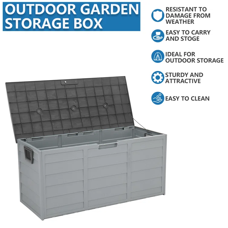 Winado 75 Gallons Plastic Deck Box with Wheels