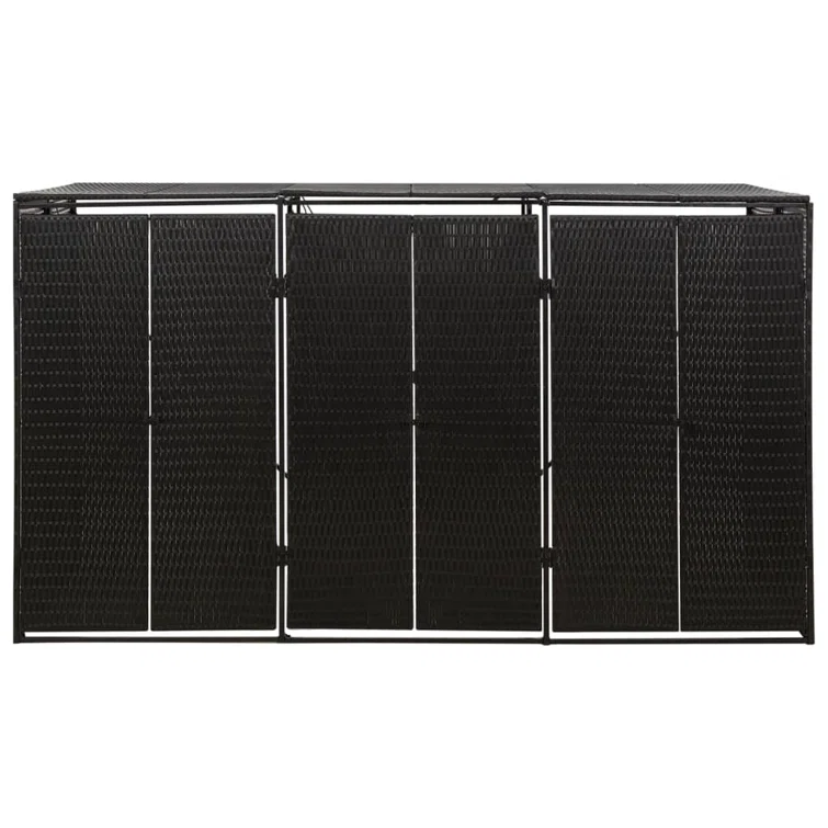 vidaXL Bin Store Outdoor Trash Can Storage Triple Wheelie Bin Shed Poly Rattan