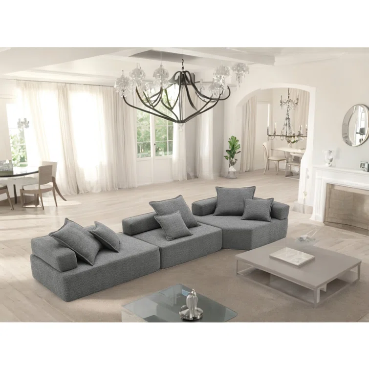 Oversized Modular Boucle Sectional Sofa, Convertible Sleeper Couch With No Assembly Required, Spacious Foam-filled Sofa Bed, 3-piece Customizable Living Room Set