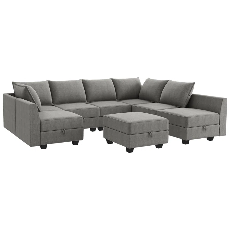 Modular U shaped Sectional Sofa with Storage Ottoman