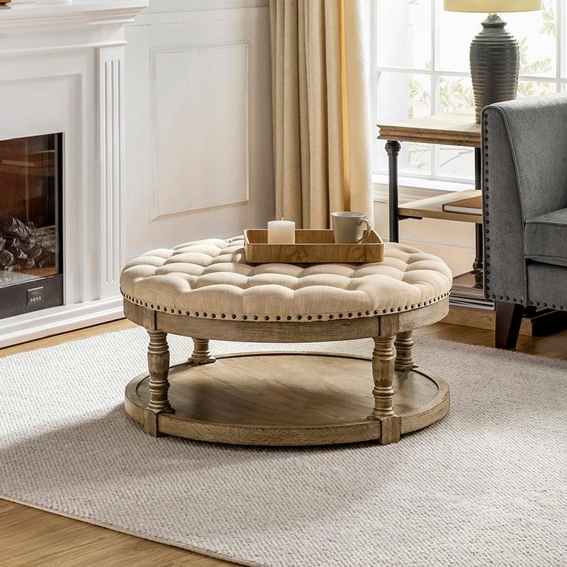 Danilynn Tufted Round Cocktail Ottoman Coffee Table