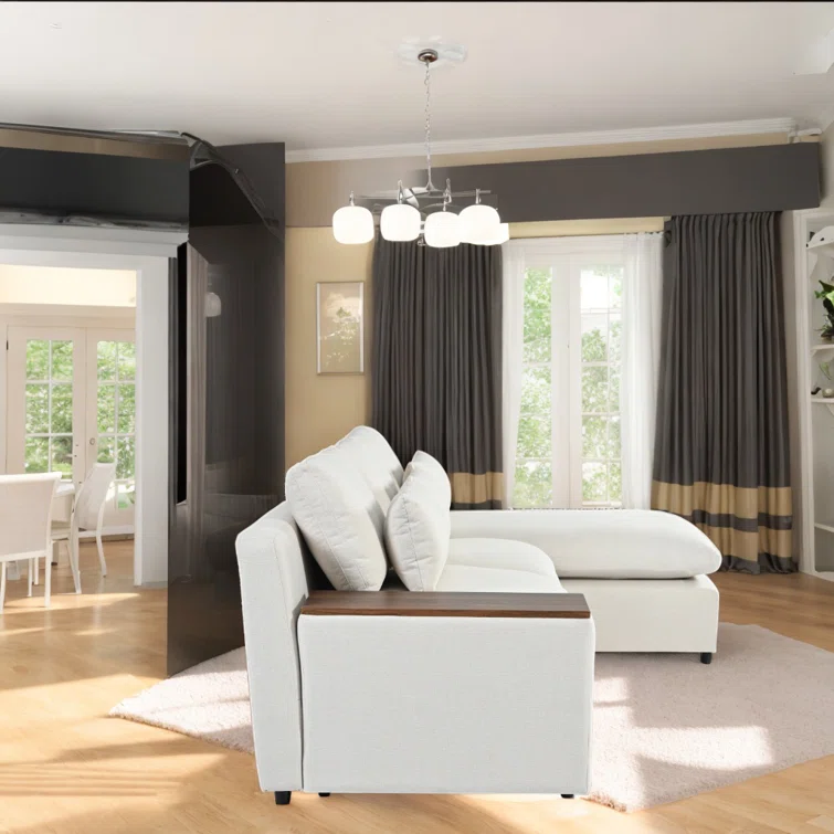 Multi-Functional Sofa with Storage L-shaped Modular Sectional Sofa with Removable Back Cushions