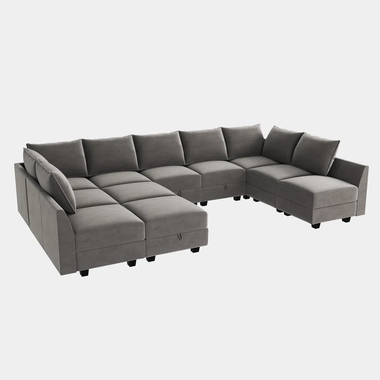 Kandle Velvet Upholstered Chaise Sectional