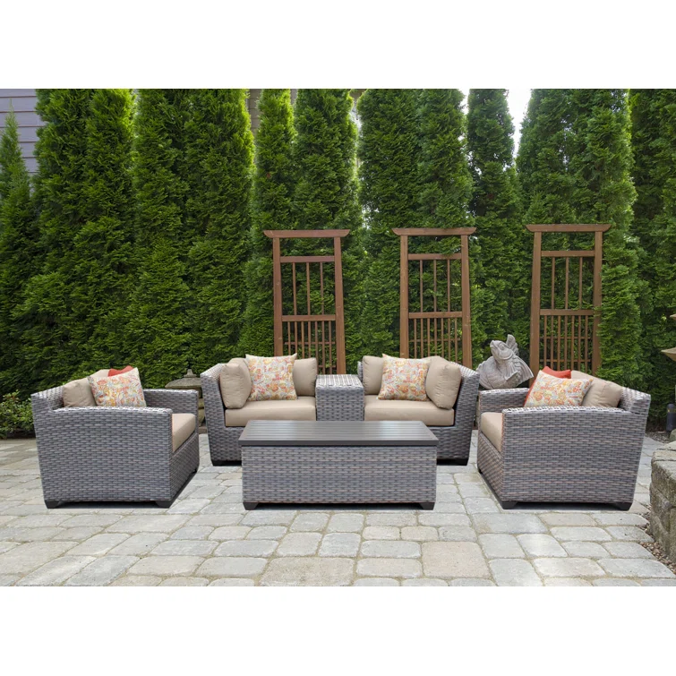 Florence 6 Piece Lounge Seating Group Set with Cushion