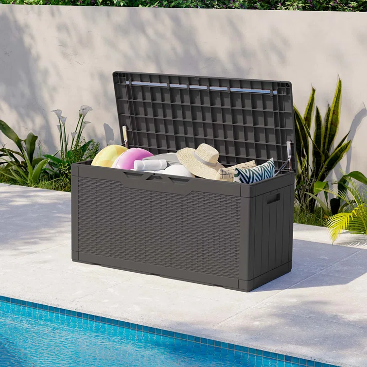 100 Gallons Water Resistant Resin Lockable Deck Box