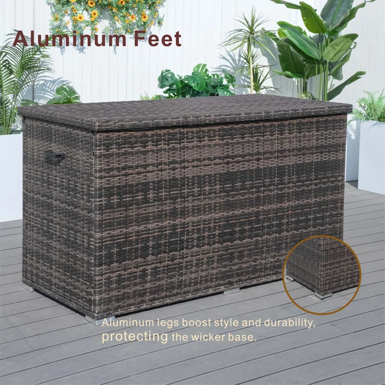 Moda Furnishings 67'' W 264 Gallons Water Resistant Wicker Deck Box in Brown
