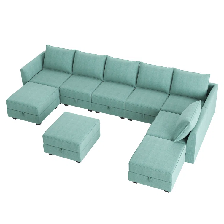 U shaped Modular Sectional Grey Sectional Sofa with Chaise