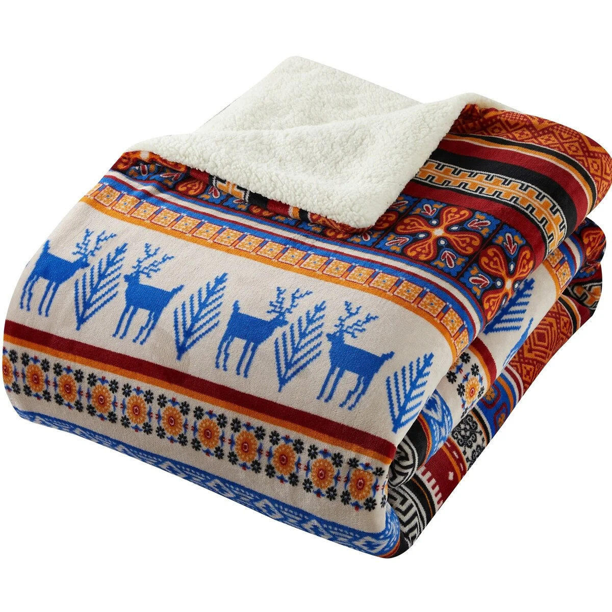 Reindeer 3 Piece Ultra Plush Sherpa Comforter Set by Nanshing