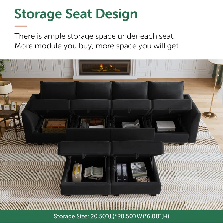 Tremee Modular Sectional Sofa U Shaped Velvet Couch