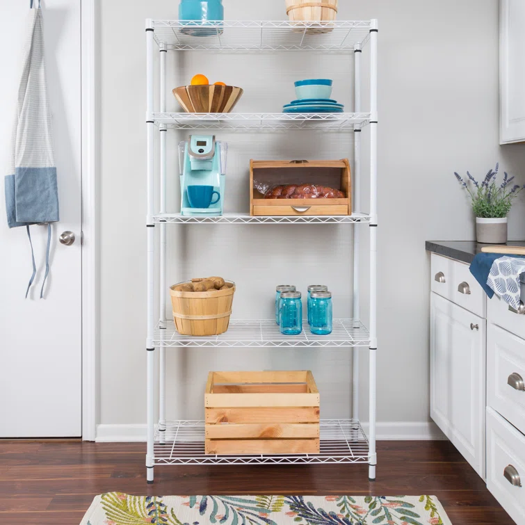 5-Tier Metal Height-Adjustable Shelving Unit (36" W X 72" H x 16" D)