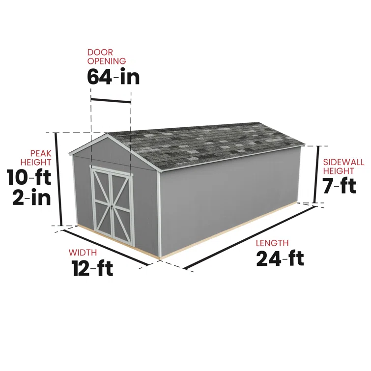 Astoria 12 ft. W x 24 ft. D Wood Storage Shed With Floor