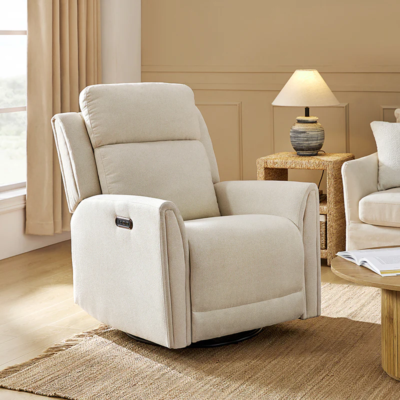 Alois Swivel And Rocker Power Recliner With USB, Adjustable Headrest and One-Touch Reset