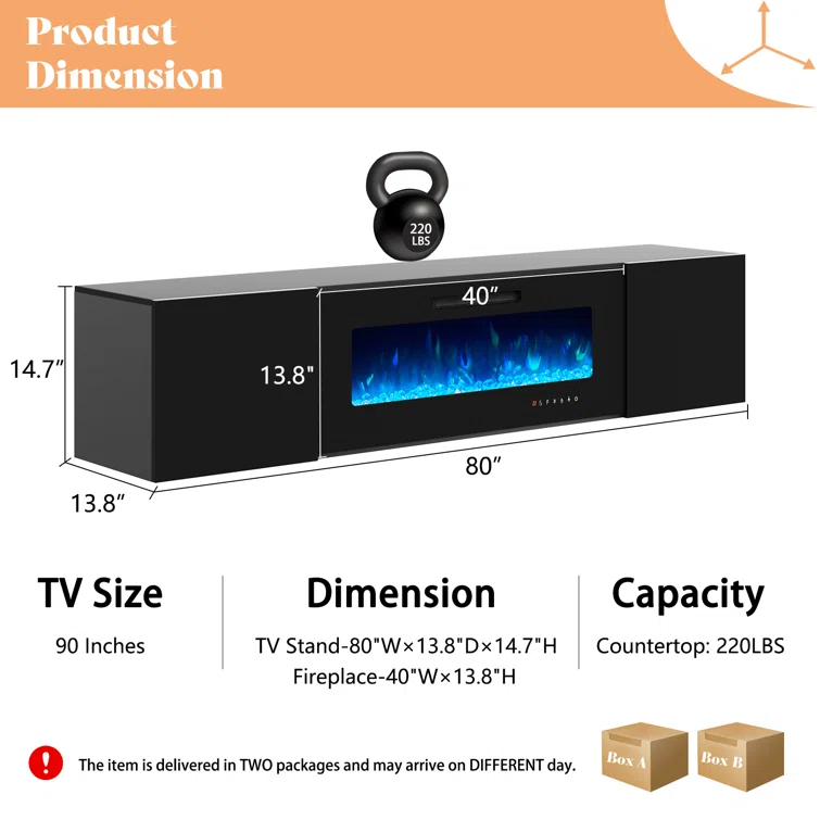 Emyrson Floating Fireplace TV Stand