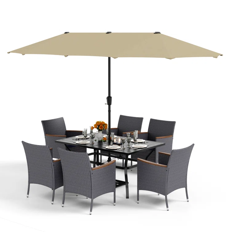 Alyah 6 - Person Rectangular Outdoor Dining Set with Cushions