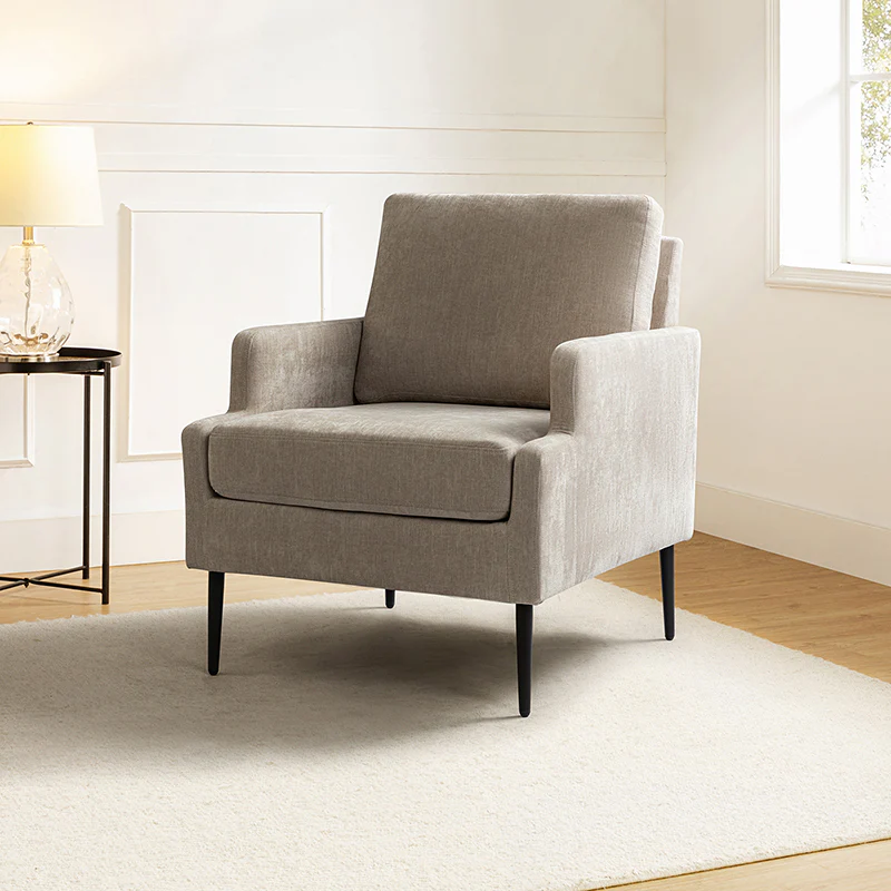 Alexaner Armchair with Tapered Metal Leg