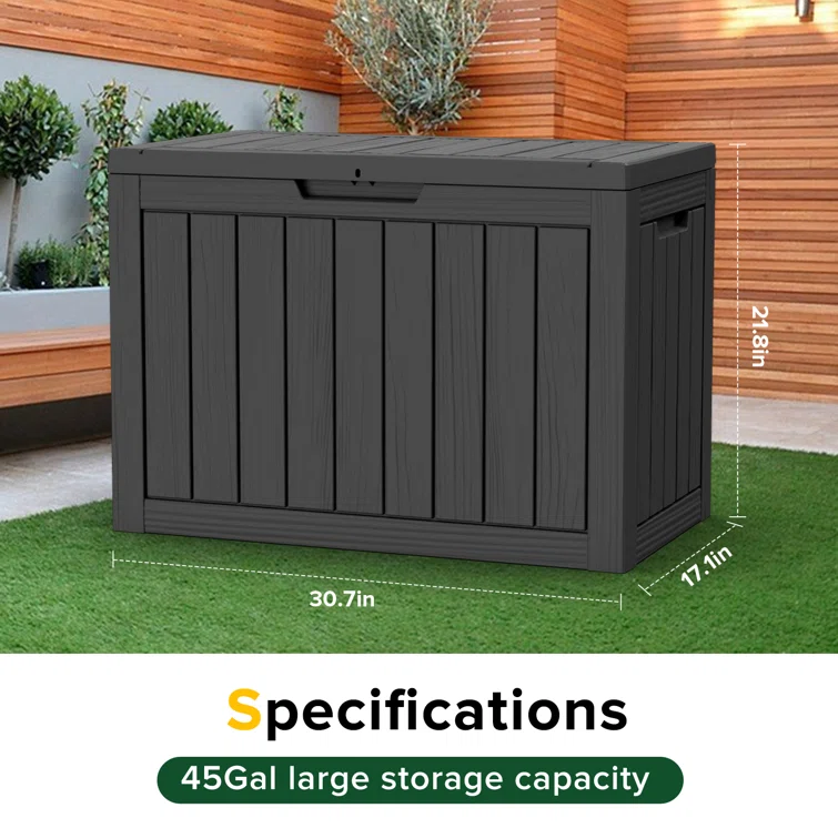 Arts Box Trading 17.13'' W 45 Gallons Water Resistant Resin Deck Box