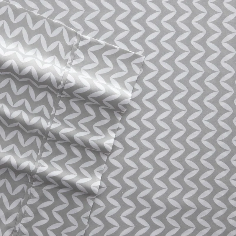 Becky Cameron Puffed Chevron Pattern 4 Piece Deep Pocket Bed Sheet Set
