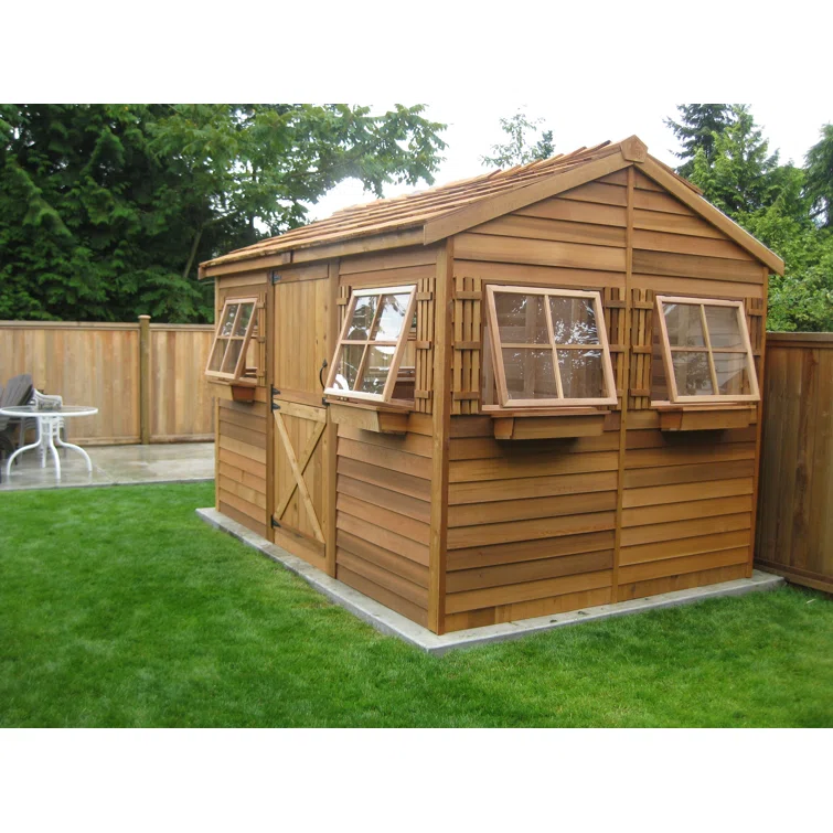 Beachhouse 12 ft. W x 8 ft. D Western Red Cedar Wood Storage Shed