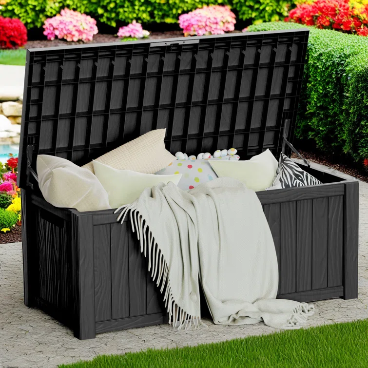 WORACO 67.5'' W 120 Gallons Water Resistant Resin Lockable Deck Box
