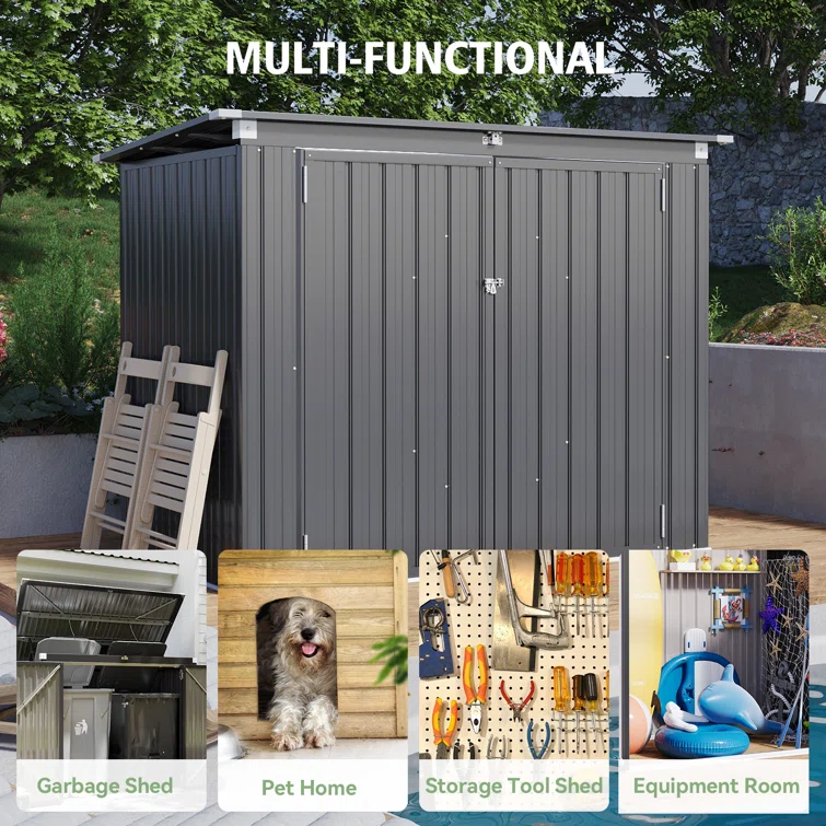 6 Ft. W X 3 Ft. D Galvanized Steel Horizontal Garage Shed