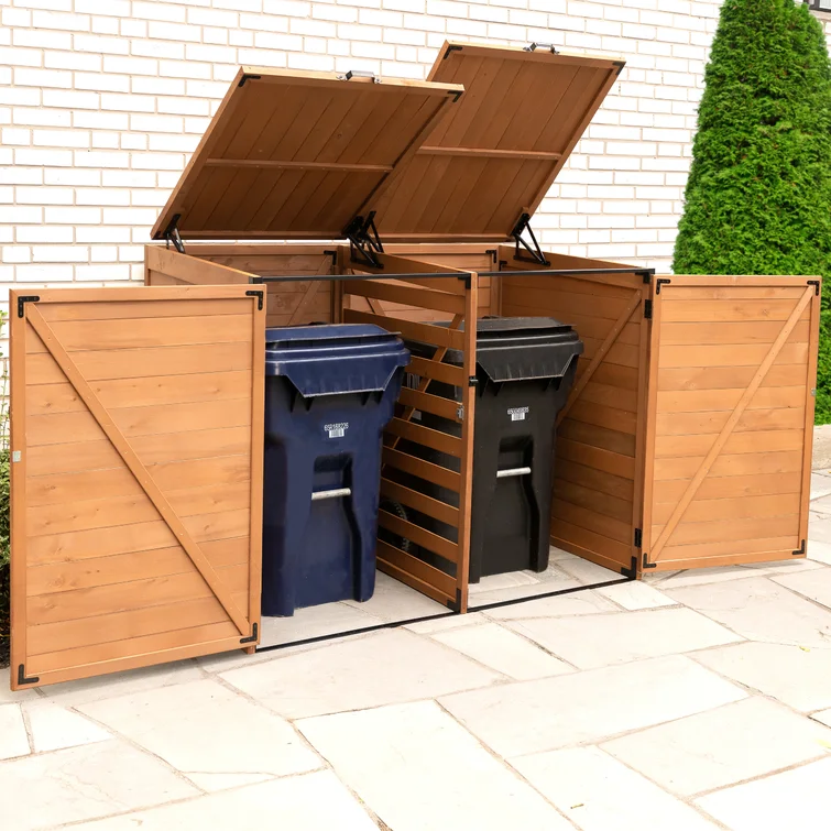 5 Ft. W x 3 Ft. D Solid Wood Lean to Garbage Shed