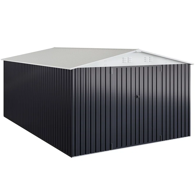 Metal Storage Shed with Updated Frame Structure and Lockable Doors