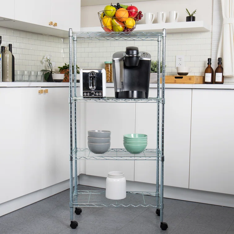 23.25'' W Metal Height -Adjustable Shelving Unit with Wheels