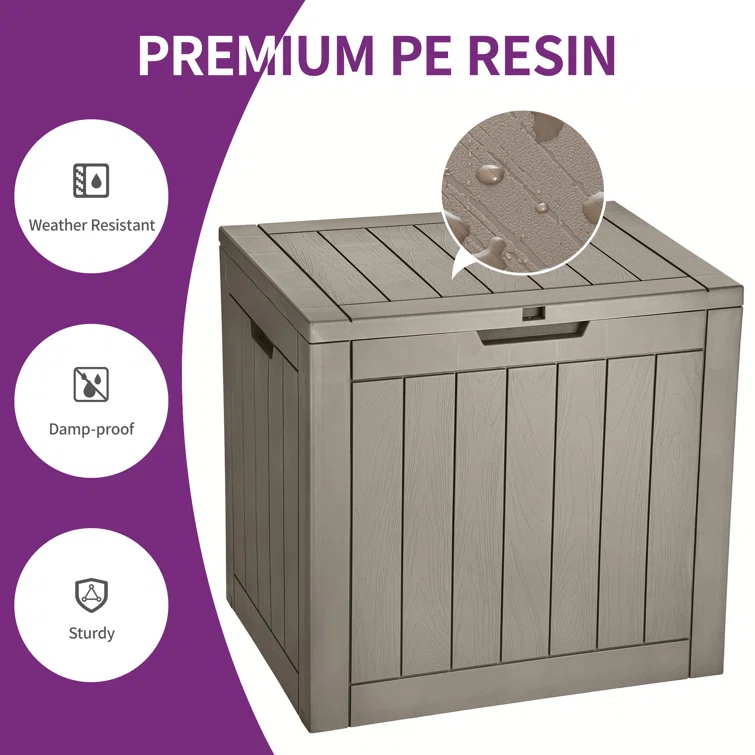Edrosie Inc 22'' W 32 Gallons Water Resistant Resin Lockable Deck Box