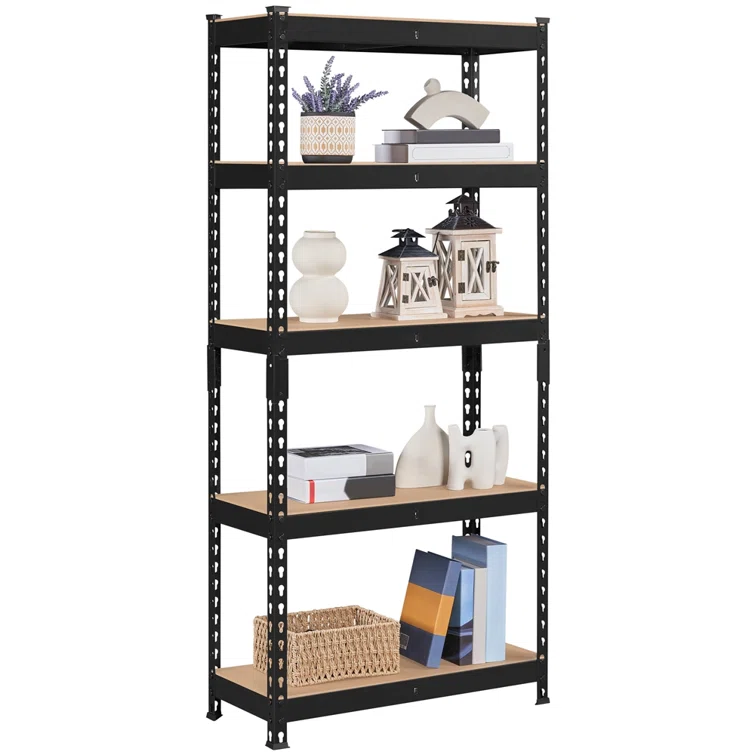 Tevis 60" H x 27.5" W x 12" D 5 Tiers Boltless Adjustable Storage Shelf Goods Rack
