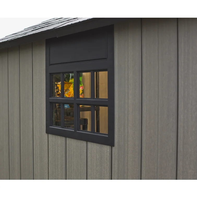 Keter Oakland 7.5x7 ft. Durable Resin Outdoor Storage Shed With Floor and Double Doors for Garden Patio Furniture and Tools, Grey