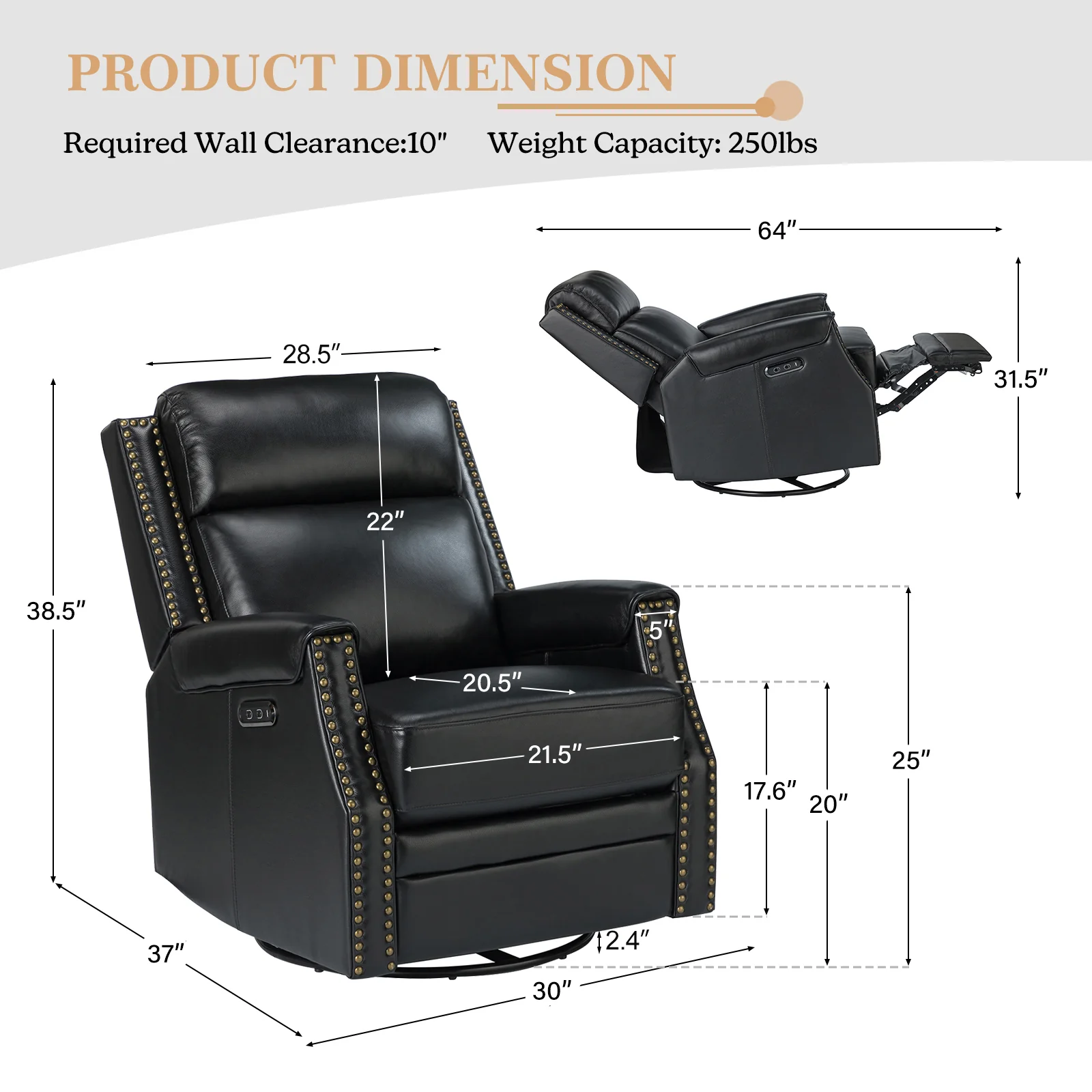 Hieronymus Genuine Leather Power Rocking Recliner