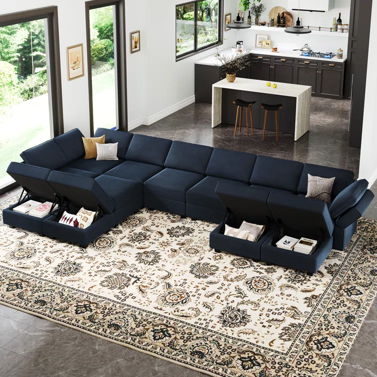 Wylodene 84.7 '' Wide Genuine Velvet Reversible Modular Corner Sectional