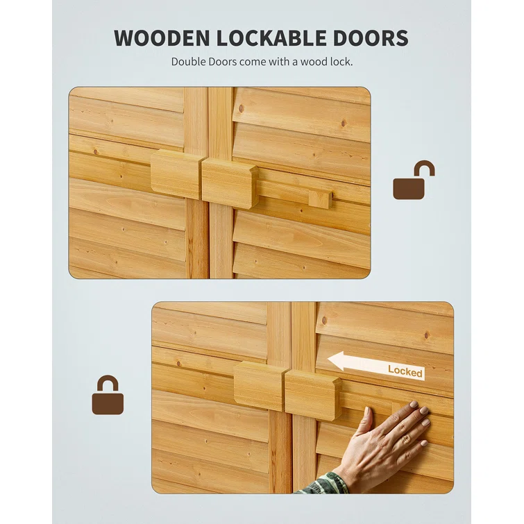 Aiho 3 ft. W x 1 ft. D Solid Wood Vertical Storage Shed