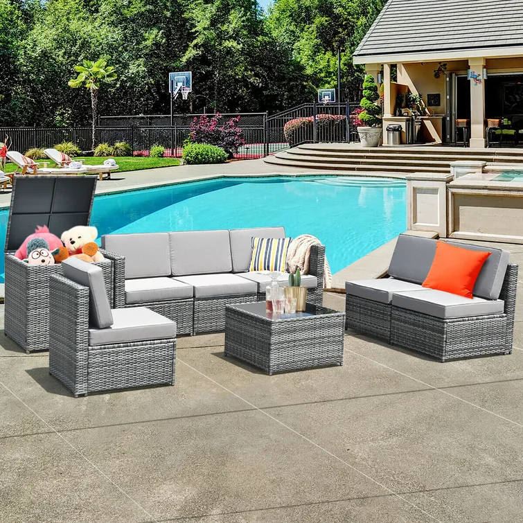 Burand 6 - Person Outdoor Seating Group with Cushions
