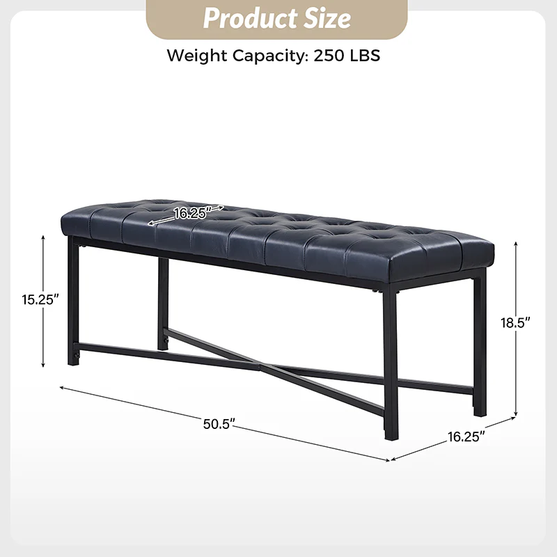 Arnold Versatile Elegance: Genuine Leather Bench with Button-Tufted Design