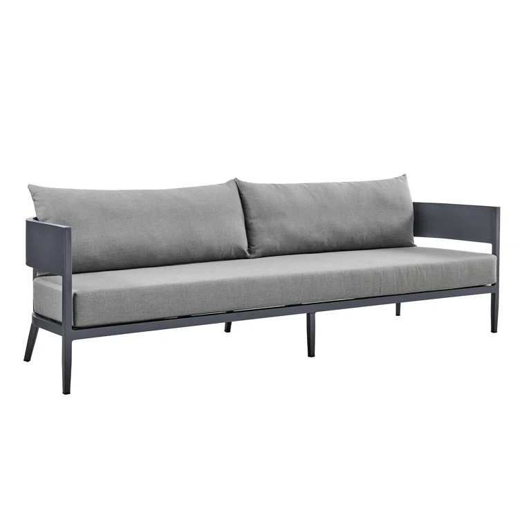 Elza 4 Piece Outdoor Conversation Set in Dark Gray Aluminum with Cushions